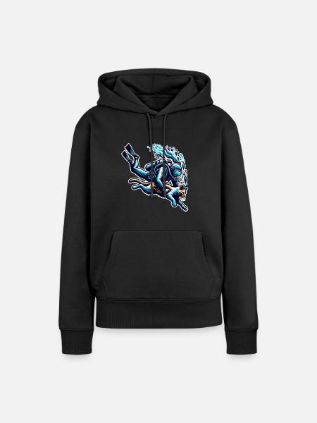 Plongée Plongeur Chat - Sweat à capuche Premium bio Femme - noir