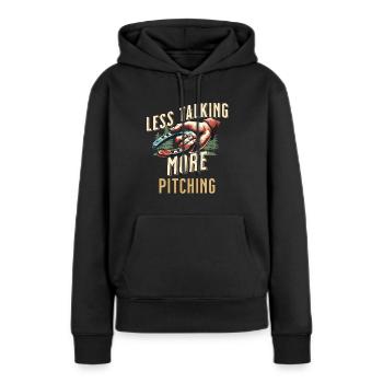 Lancer de fer à cheval Lancer de fer à cheval - Sweat à capuche Premium bio Femme - noir - Devant - Julia (174cm)