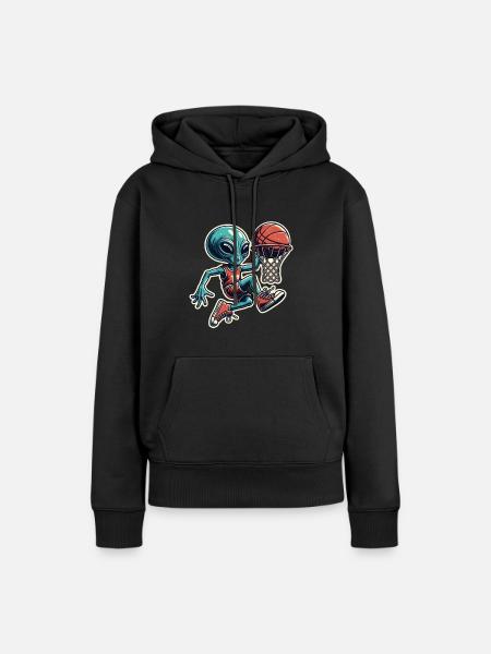 Basketball Dunking Alien - Frauen Premium Bio Hoodie - Schwarz