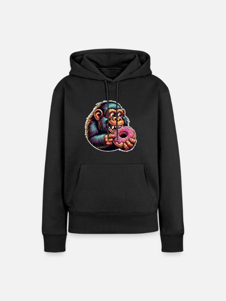 Neandertaler Donut - Frauen Premium Bio Hoodie - Schwarz