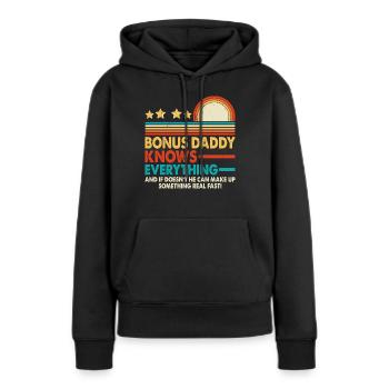 Papa bonus - Sweat à capuche Premium bio Femme - noir - Devant - Julia (174cm)