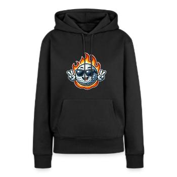 Boule de feu de golf - Sweat à capuche Premium bio Femme - noir - Devant - Julia (174cm)