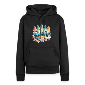 Surfeurs - Sweat à capuche Premium bio Femme - noir - Devant - Julia (174cm)