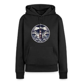 Phare - Sweat à capuche Premium bio Femme - noir - Devant - Julia (174cm)