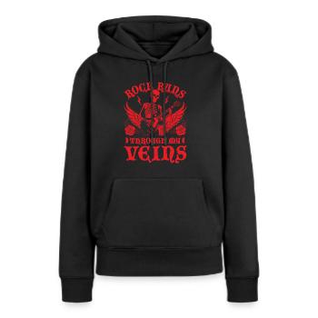 Rock And Roll - Frauen Premium Bio Hoodie - Schwarz - Vorne - Julia (174cm)