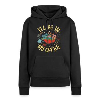 JE SERAI DANS MON BUREAU - Sweat à capuche Premium bio Femme - noir - Devant - Julia (174cm)