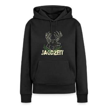 Jäger Pirsch Hirsch Jagdzeit Jagen Jägerin - Frauen Premium Bio Hoodie - Schwarz - Vorne - Julia (174cm)