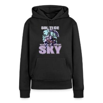 Solitude dans le ciel – Parapente - Sweat à capuche Premium bio Femme - noir - Devant - Julia (174cm)