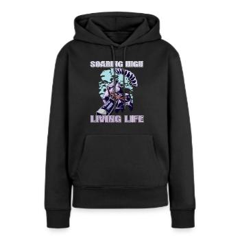 Soaring High Living Life – Parapente Design - Sweat à capuche Premium bio Femme - noir - Devant - Julia (174cm)
