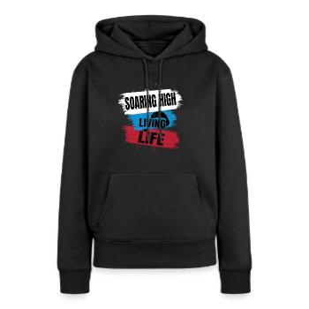 Soaring High Living Life – Parapente Design - Sweat à capuche Premium bio Femme - noir - Devant - Julia (174cm)
