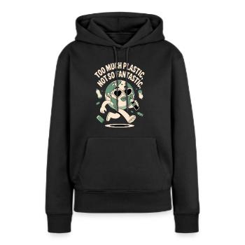 Trop de plastique dans l’environnement - Sweat à capuche Premium bio Femme - noir - Devant - Julia (174cm)