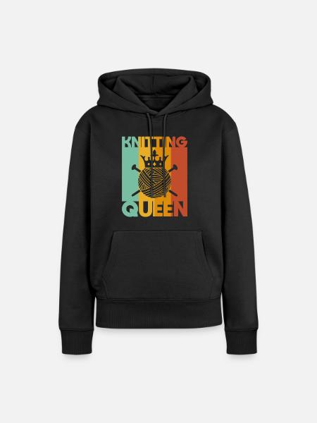 Knitting Queen Knitting - Frauen Premium Bio Hoodie - Schwarz