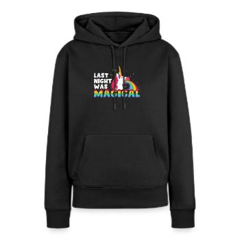 Last Night Funny Hangover Einhorn Erbrechen für - Frauen Premium Bio Hoodie - Schwarz - Vorne - Julia (174cm)