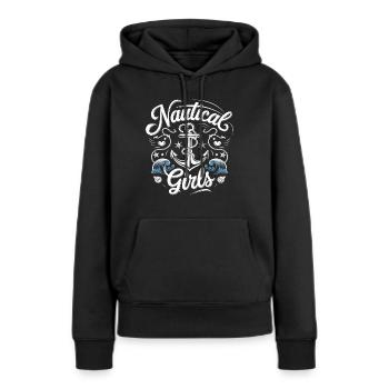 Nautical Girls | JGA Maritim & Anker-Look - Frauen Premium Bio Hoodie - Schwarz - Vorne - Julia (174cm)
