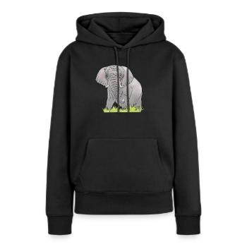 Éléphant - Sweat à capuche Premium bio Femme - noir - Devant - Julia (174cm)