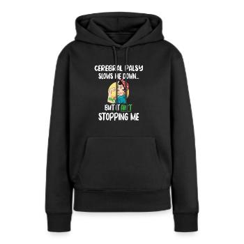 Infani rie paralysés CP Combattants Cerebralparese - Sweat à capuche Premium bio Femme - noir - Devant - Julia (174cm)