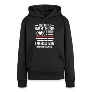 Frau Von Feuerwehrmanns Ehefrau Feuerwehrmann - Frauen Premium Bio Hoodie - Schwarz - Vorne - Julia (174cm)