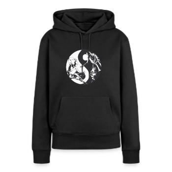 Yin et Yang symbole avec Shaolin Kung Fu combattants - Sweat à capuche Premium bio Femme - noir - Devant - Julia (174cm)