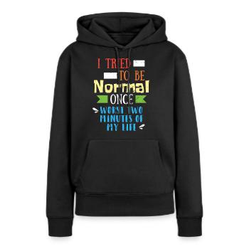 Citation drôle - Sweat à capuche Premium bio Femme - noir - Devant - Julia (174cm)