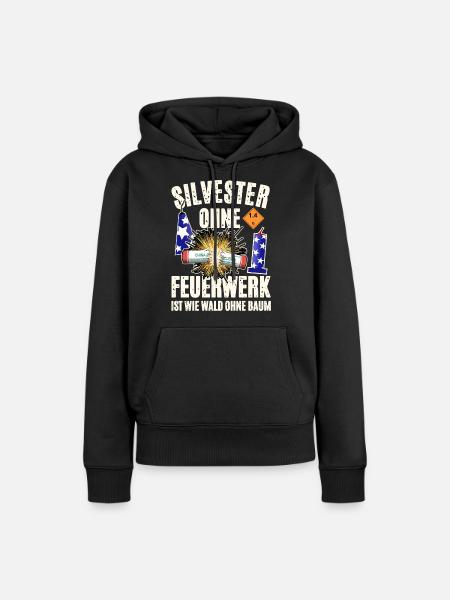 Pyro an Silvester - Frauen Premium Bio Hoodie - Schwarz