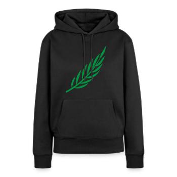 branche de laurier - Sweat à capuche Premium bio Femme - noir - Devant - Julia (174cm)