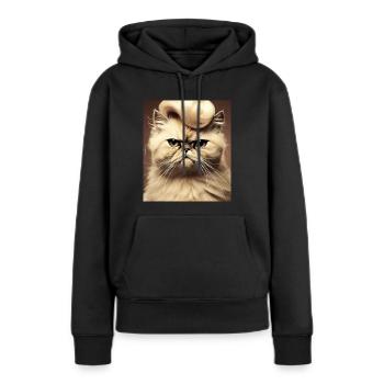 Chat persan Negan: Rockabilly - Sweat à capuche Premium bio Femme - noir - Devant - Julia (174cm)