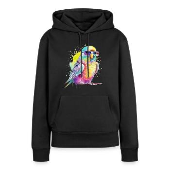 Perruche fraîche colorée avec des lunettes - Sweat à capuche Premium bio Femme - noir - Devant - Julia (174cm)