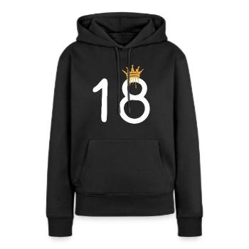 18 - Sweat à capuche Premium bio Femme - noir - Devant - Julia (174cm)