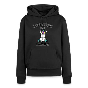 I don't care I'm a unicorn Shirt für Mädchen - Frauen Premium Bio Hoodie - Schwarz - Vorne - Julia (174cm)