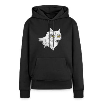 Loup blanc - Sweat à capuche Premium bio Femme - noir - Devant - Julia (174cm)