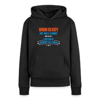 Unihockey Sportart - Frauen Premium Bio Hoodie - Schwarz - Vorne - Julia (174cm)