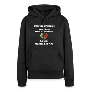 Je suis agricultrice - Sweat à capuche Premium bio Femme - noir - Devant - Julia (174cm)
