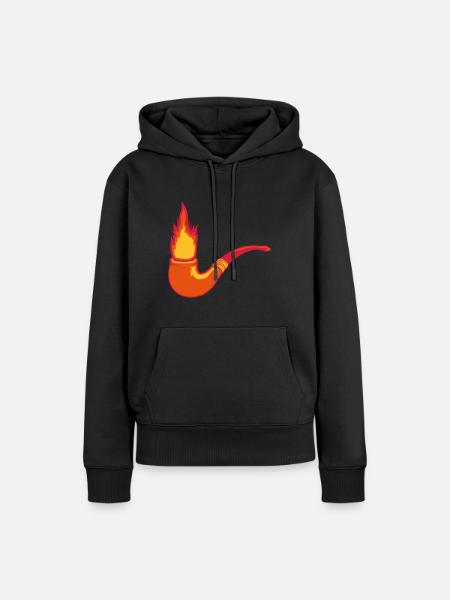 Feuer Tabakpfeife Raucher - Frauen Premium Bio Hoodie - Schwarz