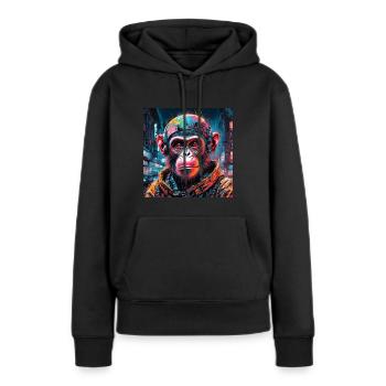 singe cyberpunk - Sweat à capuche Premium bio Femme - noir - Devant - Julia (174cm)