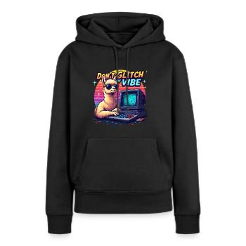 Don’t Glitch my Vibe - Alpaga Retro Gaming - Sweat à capuche Premium bio Femme - noir - Devant - Julia (174cm)