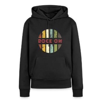 Rock On - Musiciens vintage - Sweat à capuche Premium bio Femme - noir - Devant - Julia (174cm)