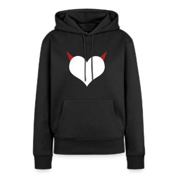 Herz Teufel Diable que j’aime - Sweat à capuche Premium bio Femme - noir - Devant - Julia (174cm)