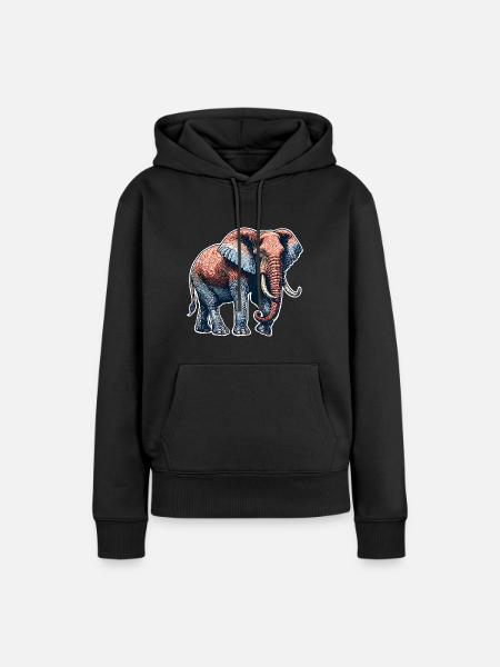 Elefant - Frauen Premium Bio Hoodie - Schwarz