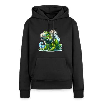 Iguane - Sweat à capuche Premium bio Femme - noir - Devant - Julia (174cm)
