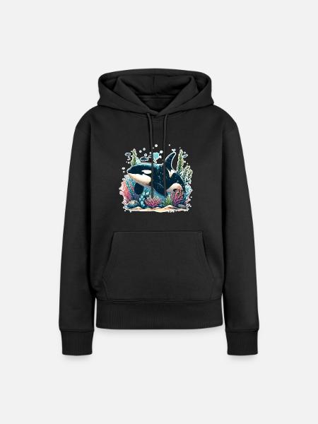 Orca Schwertwal - Frauen Premium Bio Hoodie - Schwarz