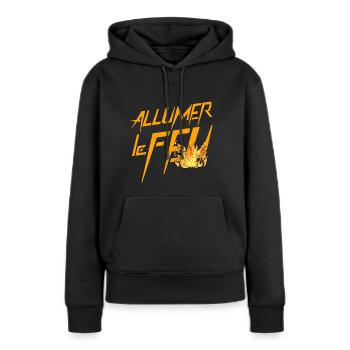 Allumer le feu - Sweat à capuche Premium bio Femme - noir - Devant - Julia (174cm)