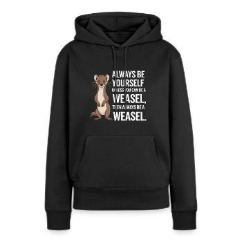 Wiesel - Frauen Premium Bio Hoodie - Schwarz - Vorne - Julia (174cm)
