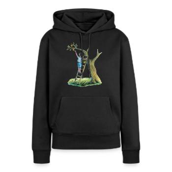 Apfelbaum - Frauen Premium Bio Hoodie - Schwarz - Vorne - Julia (174cm)