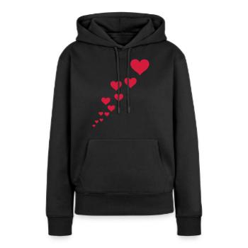 valentine hearts - Sweat à capuche Premium bio Femme - noir - Devant - Julia (174cm)