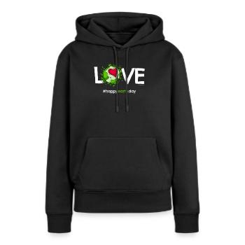 T-shirt de jour de la terre heureux « L'amour » - Sweat à capuche Premium bio Femme - noir - Devant - Julia (174cm)