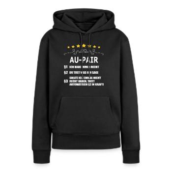 AU-PAIR - Frauen Premium Bio Hoodie - Schwarz - Vorne - Julia (174cm)