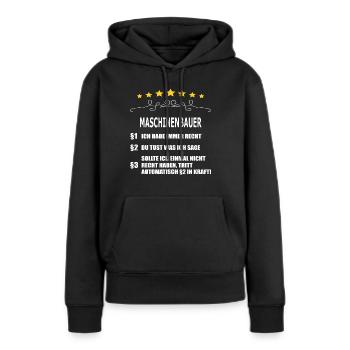 MASCHINENBAUER (2) - Frauen Premium Bio Hoodie - Schwarz - Vorne - Julia (174cm)