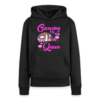 Camping Queen Flamingo Caravan Camper Gift - Sweat à capuche Premium bio Femme - noir - Devant - Julia (174cm)