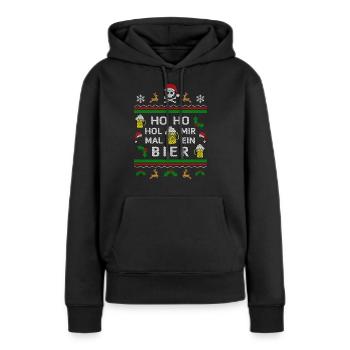 Weihnachten Ho Ho Hol mir ein Bier Ugly Christmas - Frauen Premium Bio Hoodie - Schwarz - Vorne - Julia (174cm)