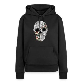 Cooler Totenkopf - Frauen Premium Bio Hoodie - Schwarz - Vorne - Julia (174cm)